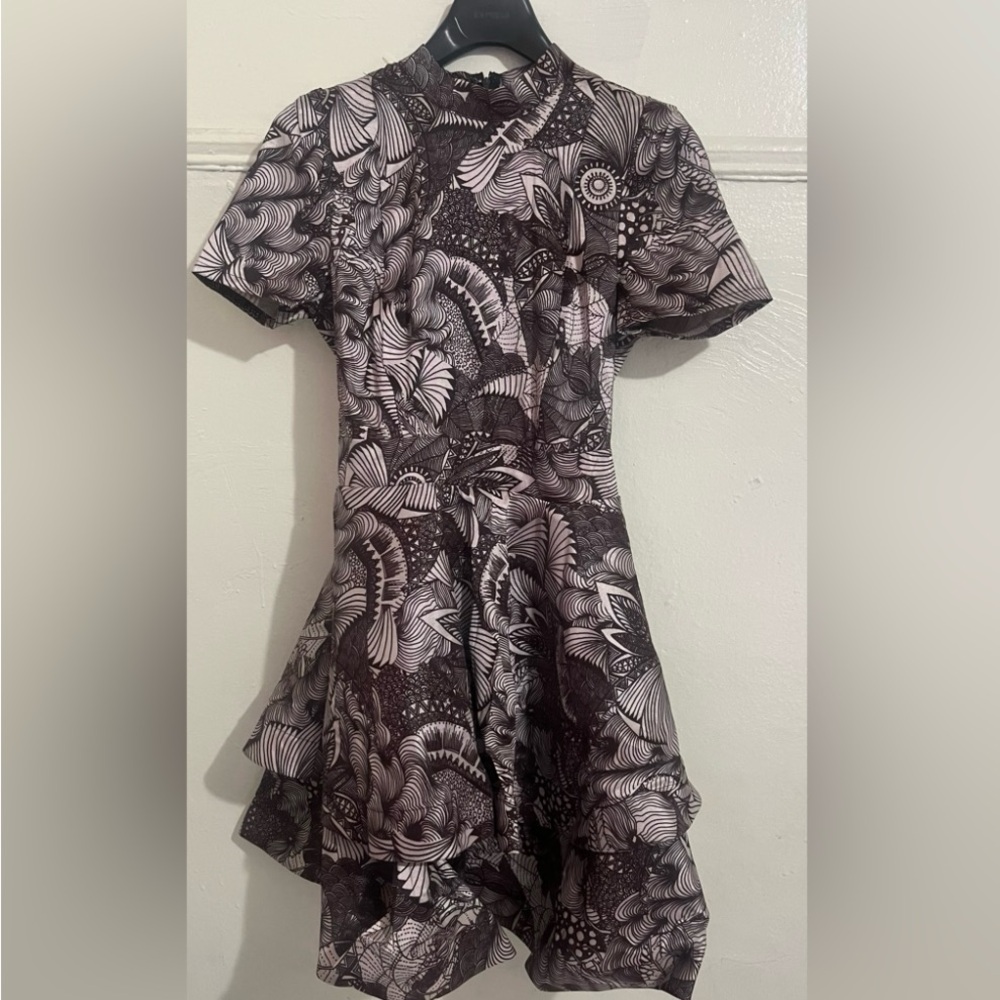 Cq by Cq Fit and Flare Monochrome Floral Short Sleeve Dress